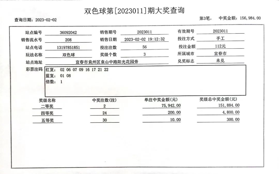 双色球23056期