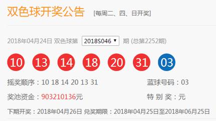 2018年双色球2018046期开奖揭晓，梦想与幸运的碰撞